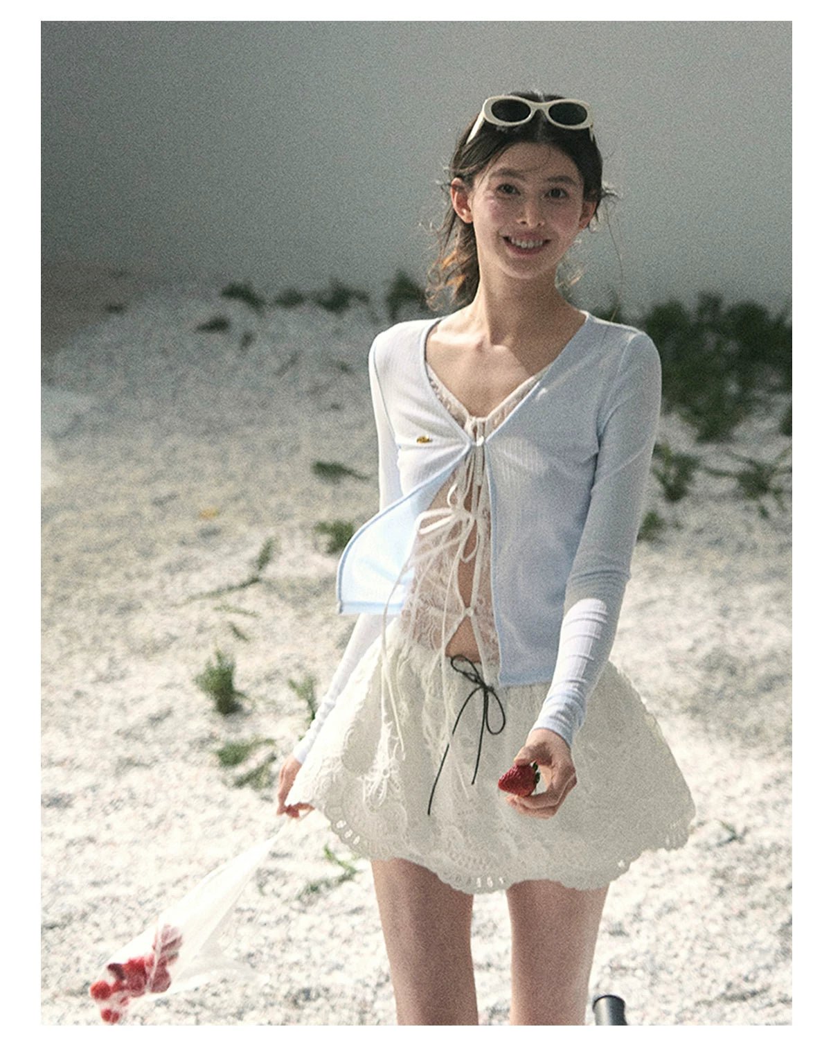 “Dreams Between Seams” Baby Blue Layered Lace Top