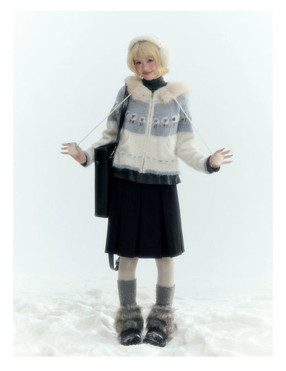 Horridale - Dark Gray Wool-Look A-Line Pleated Mini Skirt