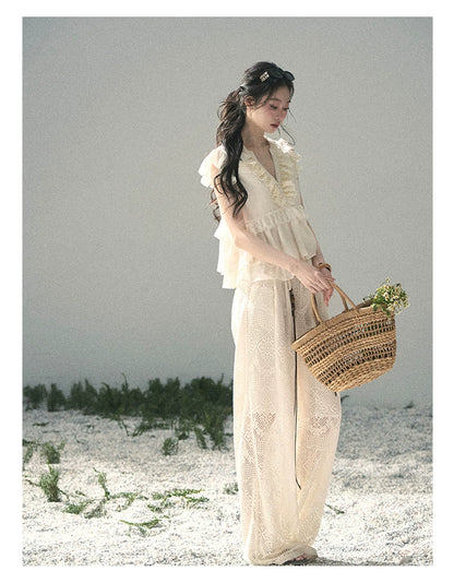 “Sunlight on My Heart” Ivory Lace Babydoll Blouse