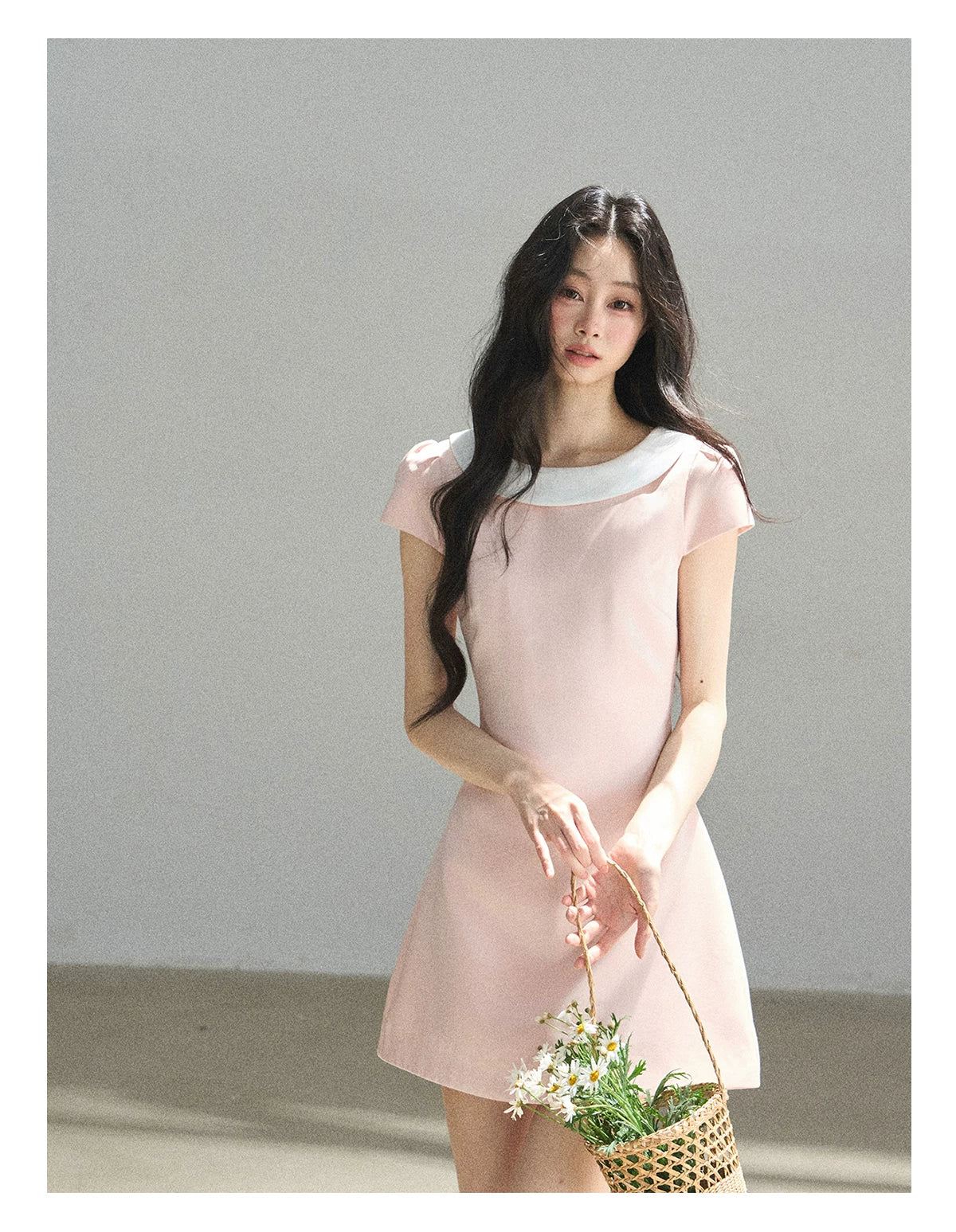 "First Bloom" Pink Mist Satin Puff Mini Dress