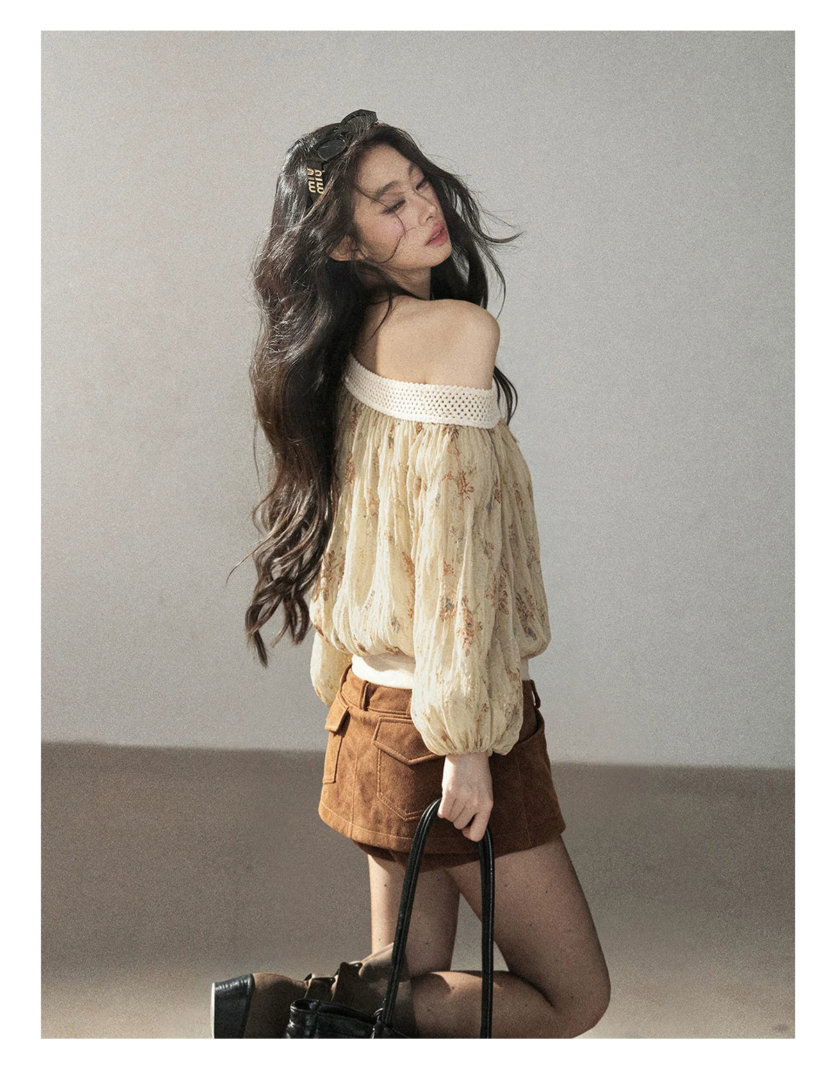 AOMALM - "Among the Oak Trees" Toasted Pecan Faux Suede Skort