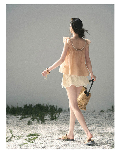 “Your Whisper” Lotus Mauve Babydoll Twinset Top