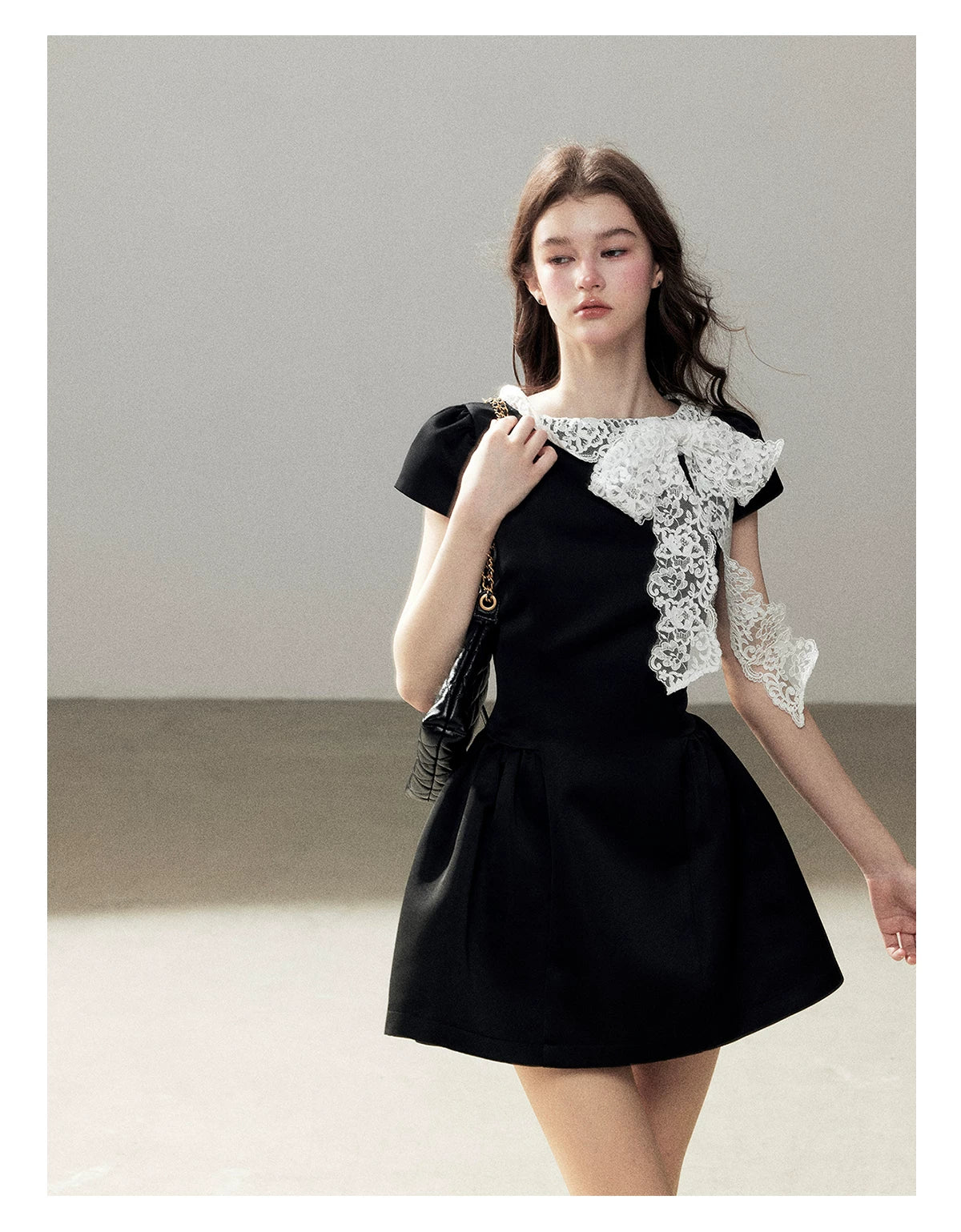 "A River Woven by Moonlight" Rich Black Lace Cocktail Mini Dress