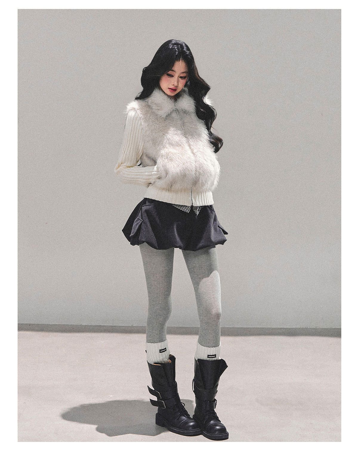 少也眼 "Soft Landing" Faux Fur Layered Jacket 6513513