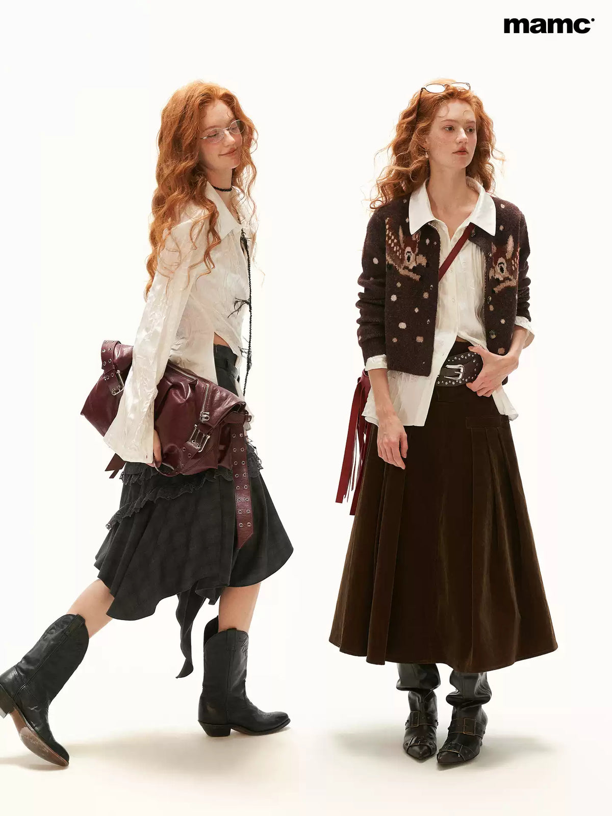 MAMC - White Textured Pleated Irregular-Collar Long Sleeve Shirt