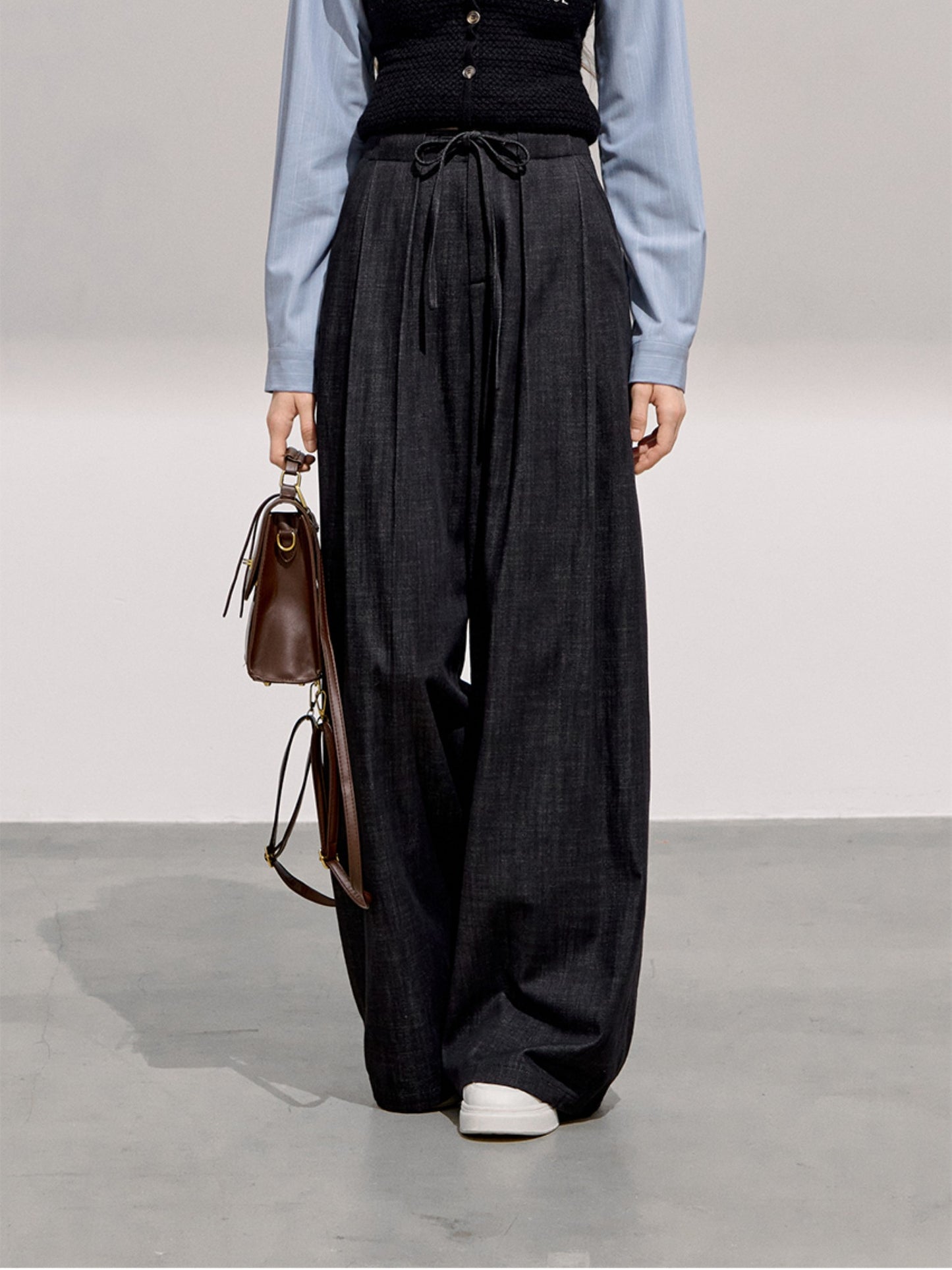 BOHOL BLING - Minimalist Black Wide-Leg Trousers