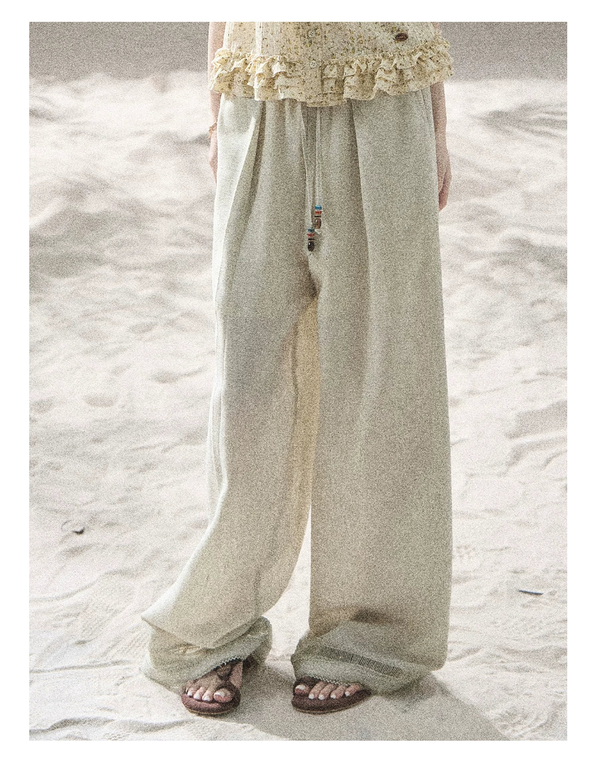 "Follow the Sea Breeze" Lightweight Straight-Leg Wide-Leg Pants (Lotus Pink/ Gray Sage Green/ Gray Blue)