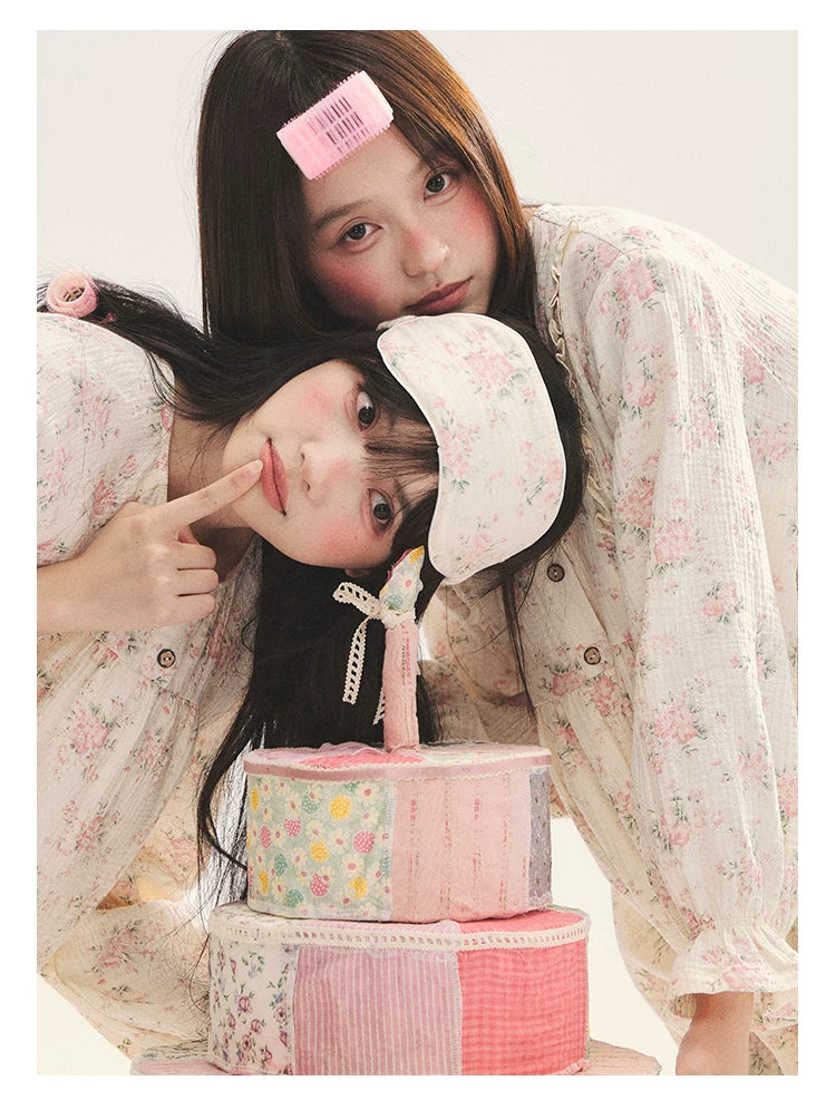 "Floral Journal" Cream Floral Pajama Collection (Free Eye Mask)