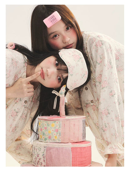 "Floral Journal" Cream Floral Pajama Collection (Free Eye Mask)