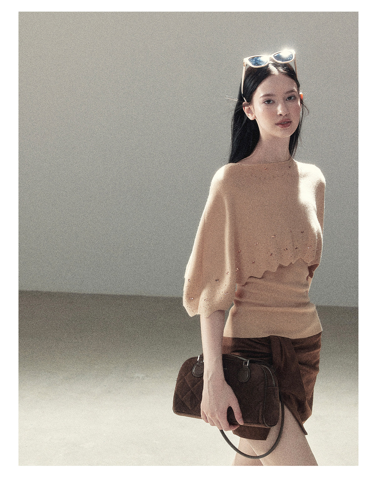 170726 "Stardust in the Air" Cinnamon Pink Cape Sweater & Cami Set