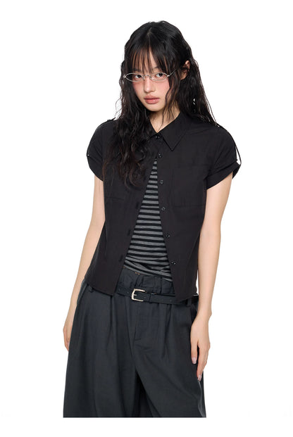 EZEK | Gingham Check Short Sleeve Shirt with Adjustable Sleeves