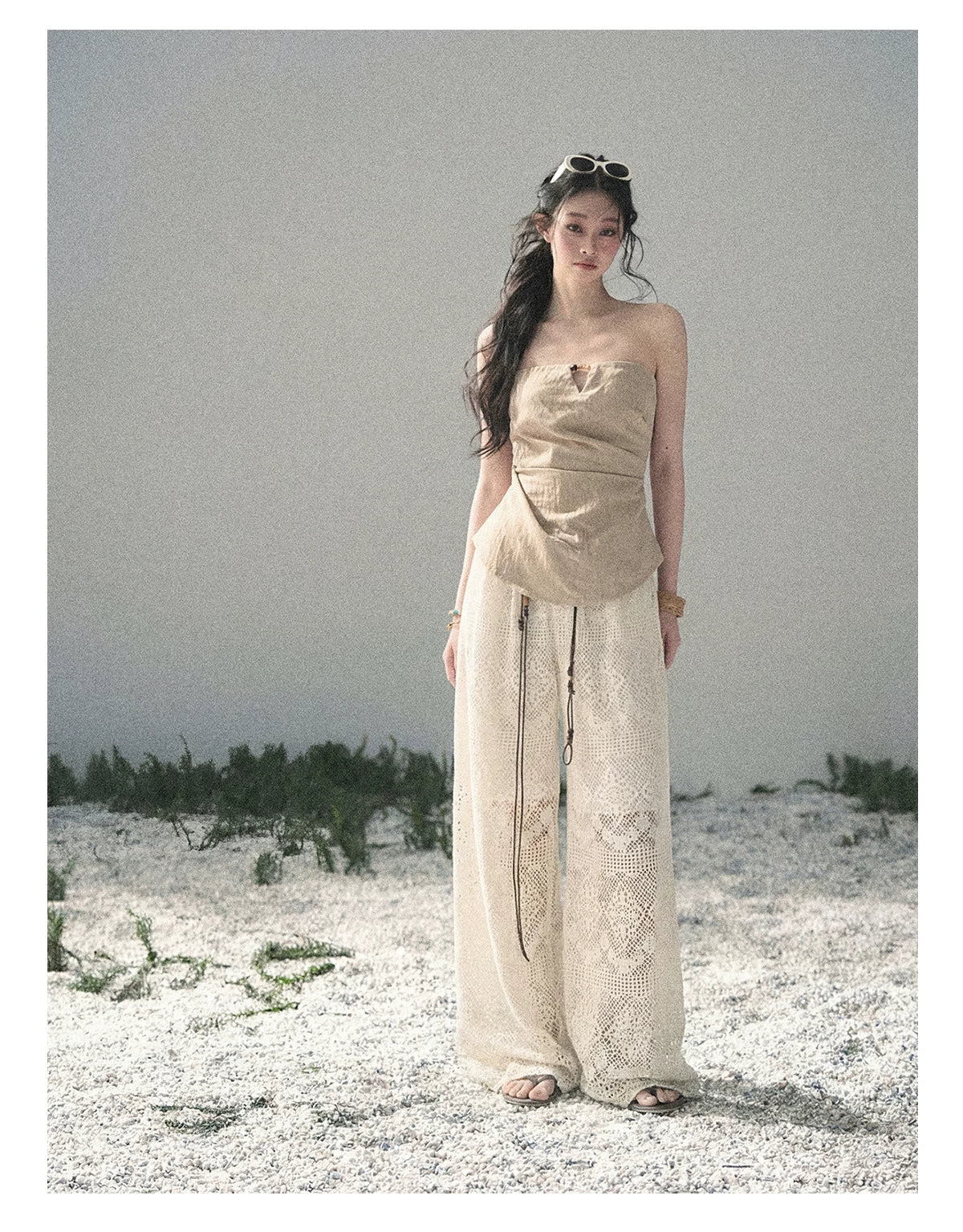“Moonlit Haze” Dutch Cream Strapless V-Notch Top