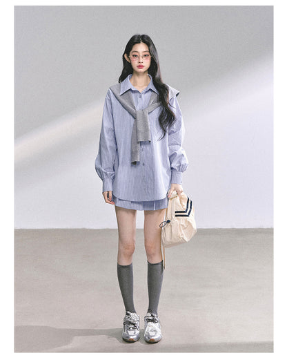 少也眼 "Felton Academy" Relaxed Korean Preppy Two-Piece Set 97842551