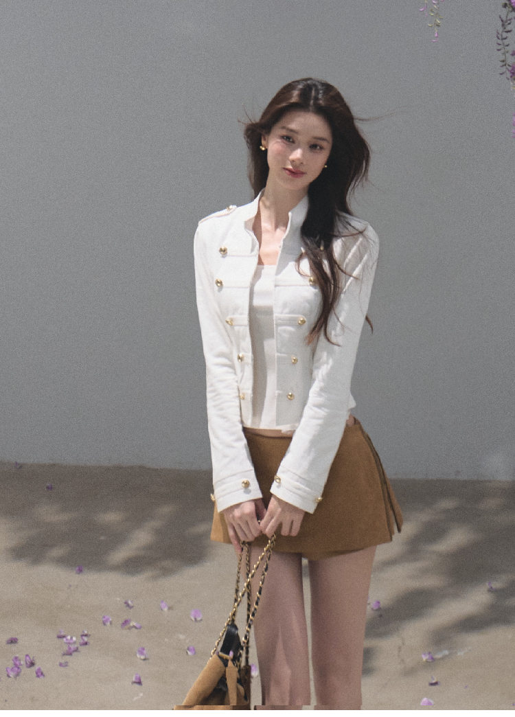 OAKMOO/ Napoleon-Style Fitted Cotton Jacket