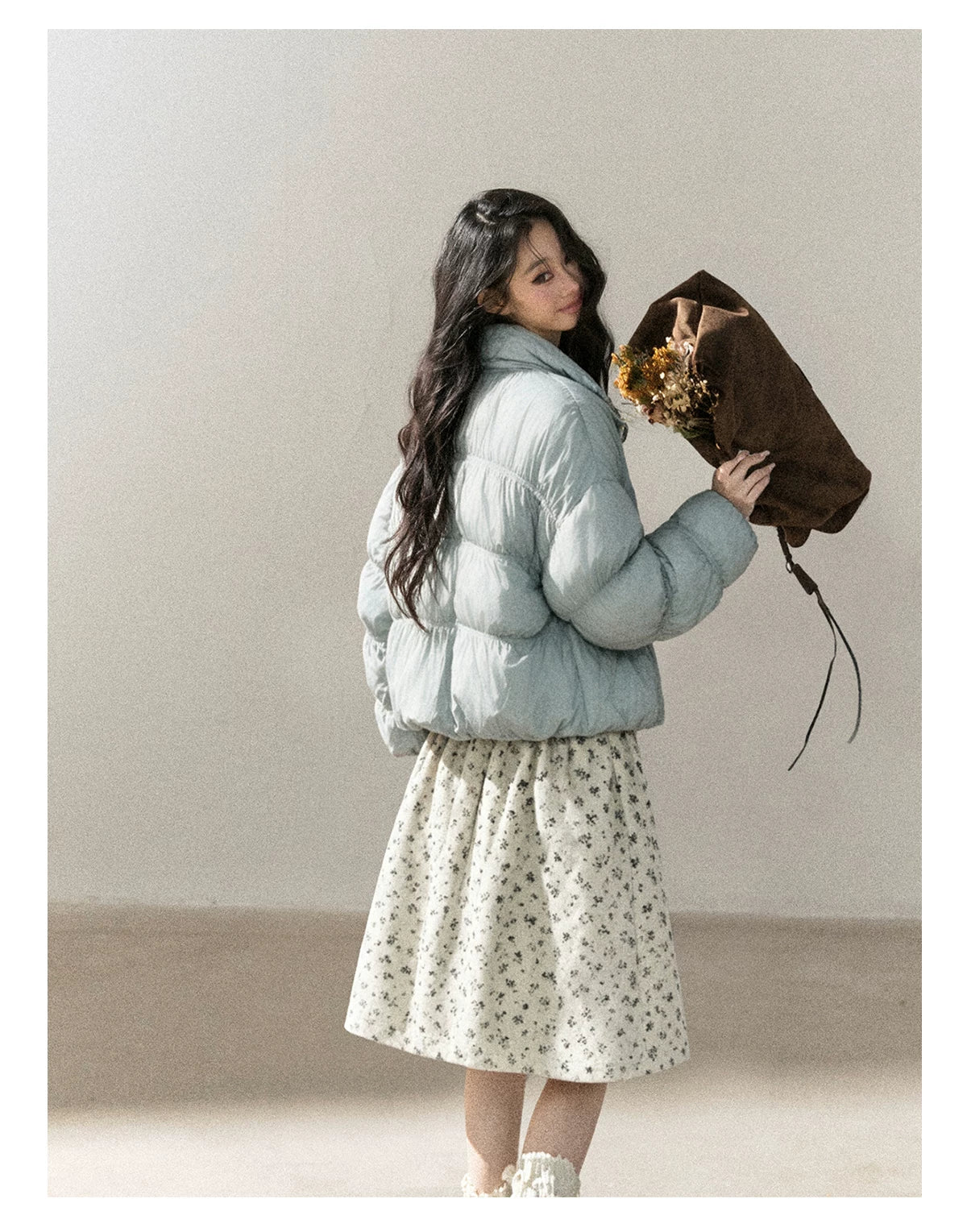 AOMALM - “She Gazes at Snow” 90% White Duck Down Puffer Jacket – Dusty Lilac