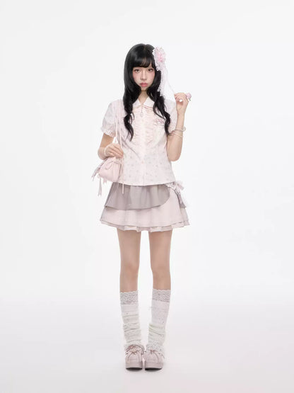 “Melly Melly” Cream & Gray Japanese School Girl Set