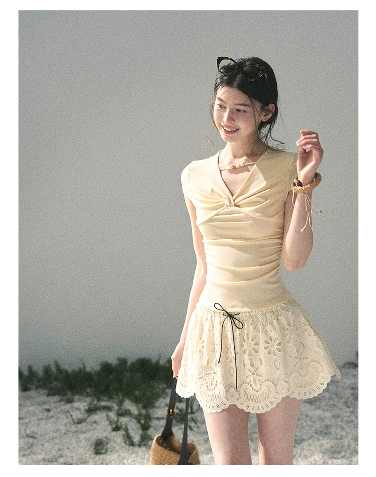 “Lost in Your Embrace” Dutch Cream Lace Puff Skort