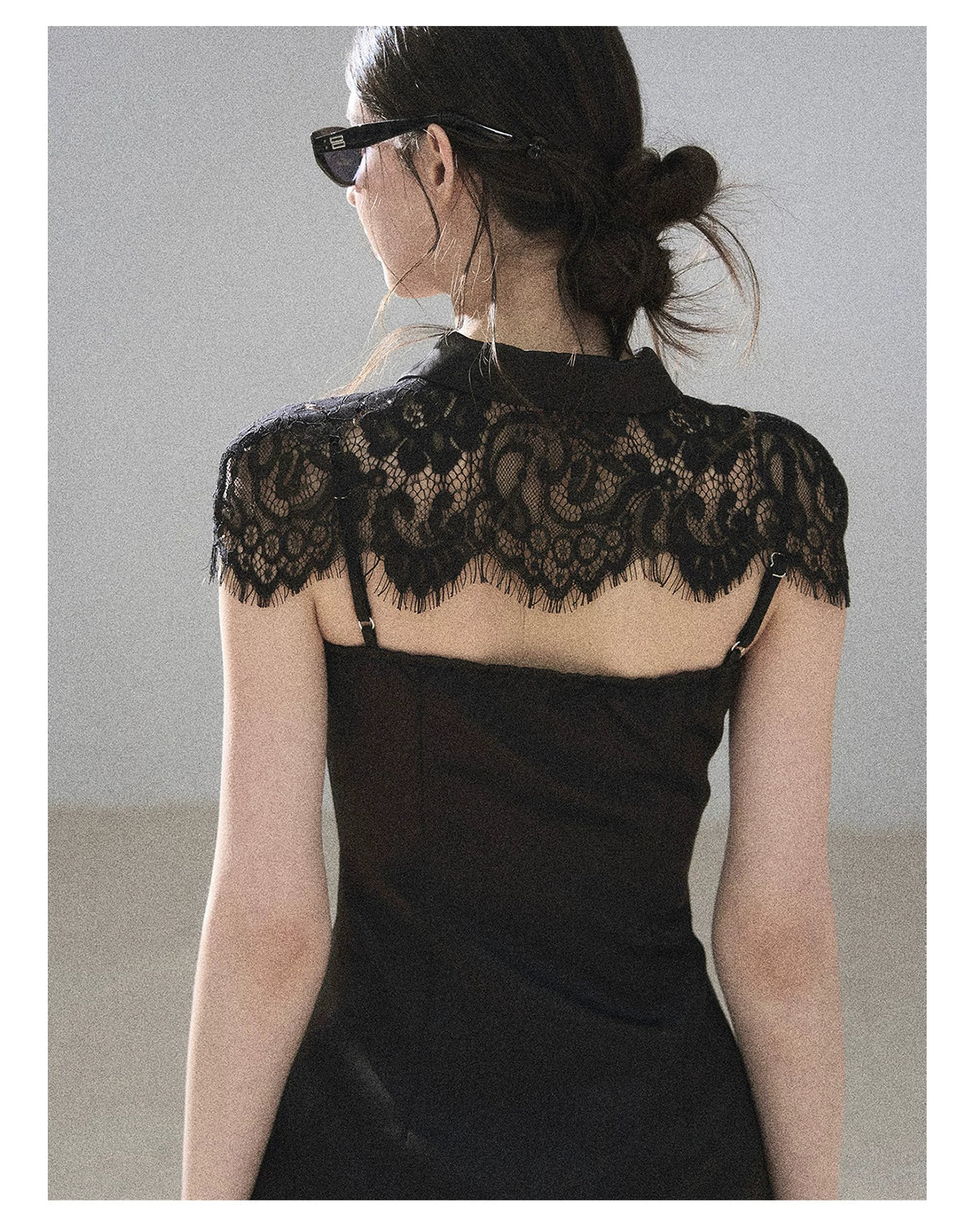 "Moonlit Rose Sonata" Tranquil Black Lace Mini Dress & Cape Set