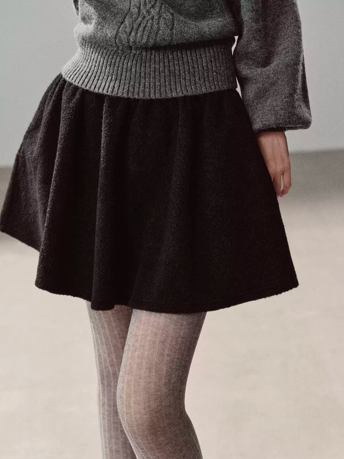 AOMALM - "Winter Traces" Black Pleated A-Line Mini Skirt