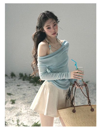 “Sugar Frost Diaries” Crystal Blue Layered Halter Top