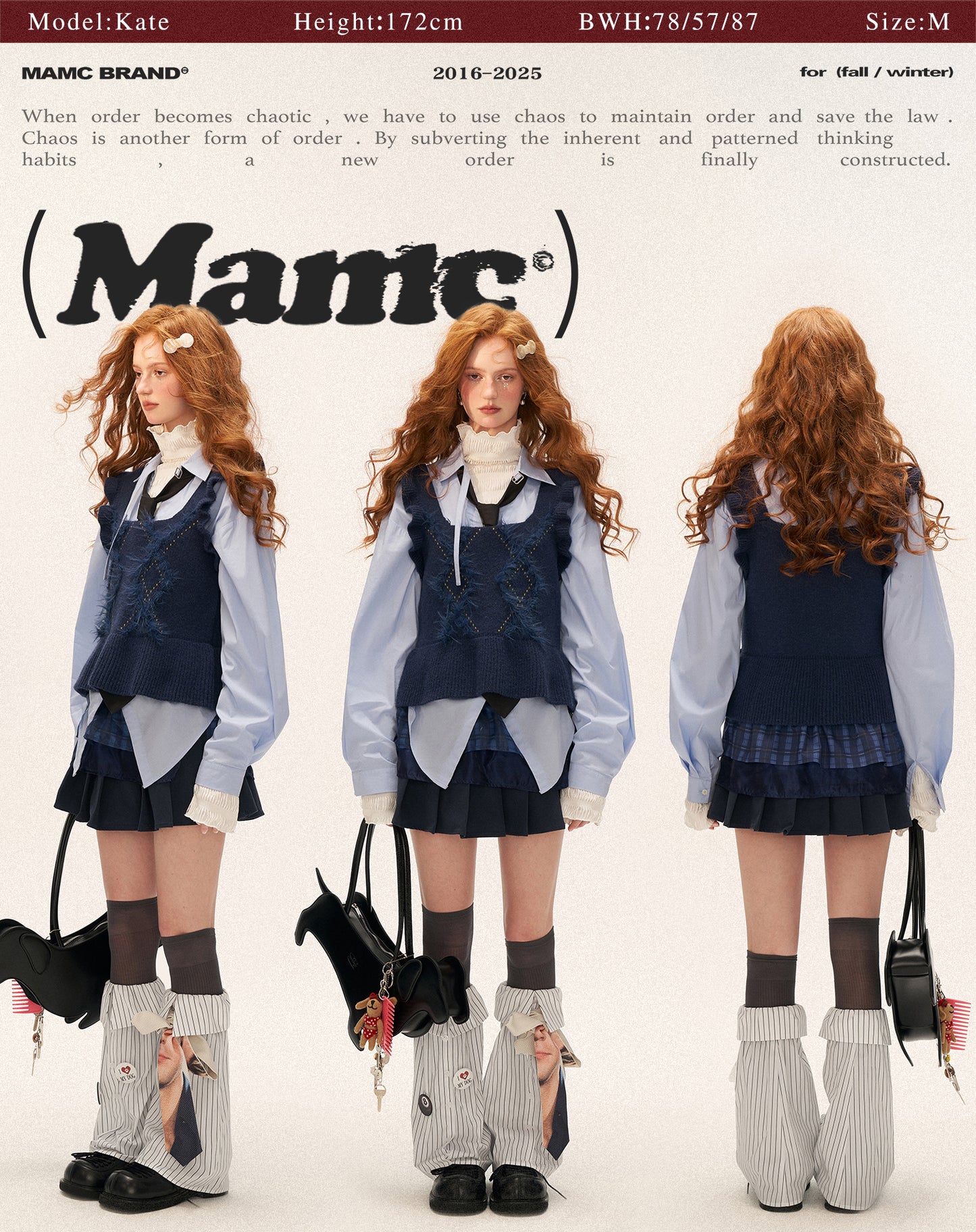 MAMC - Blue Knit Sweater Vest with Lace Trim WE747