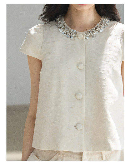 "Summer in the Sunlight" Dutch Cream Tweed Two-Piece Set