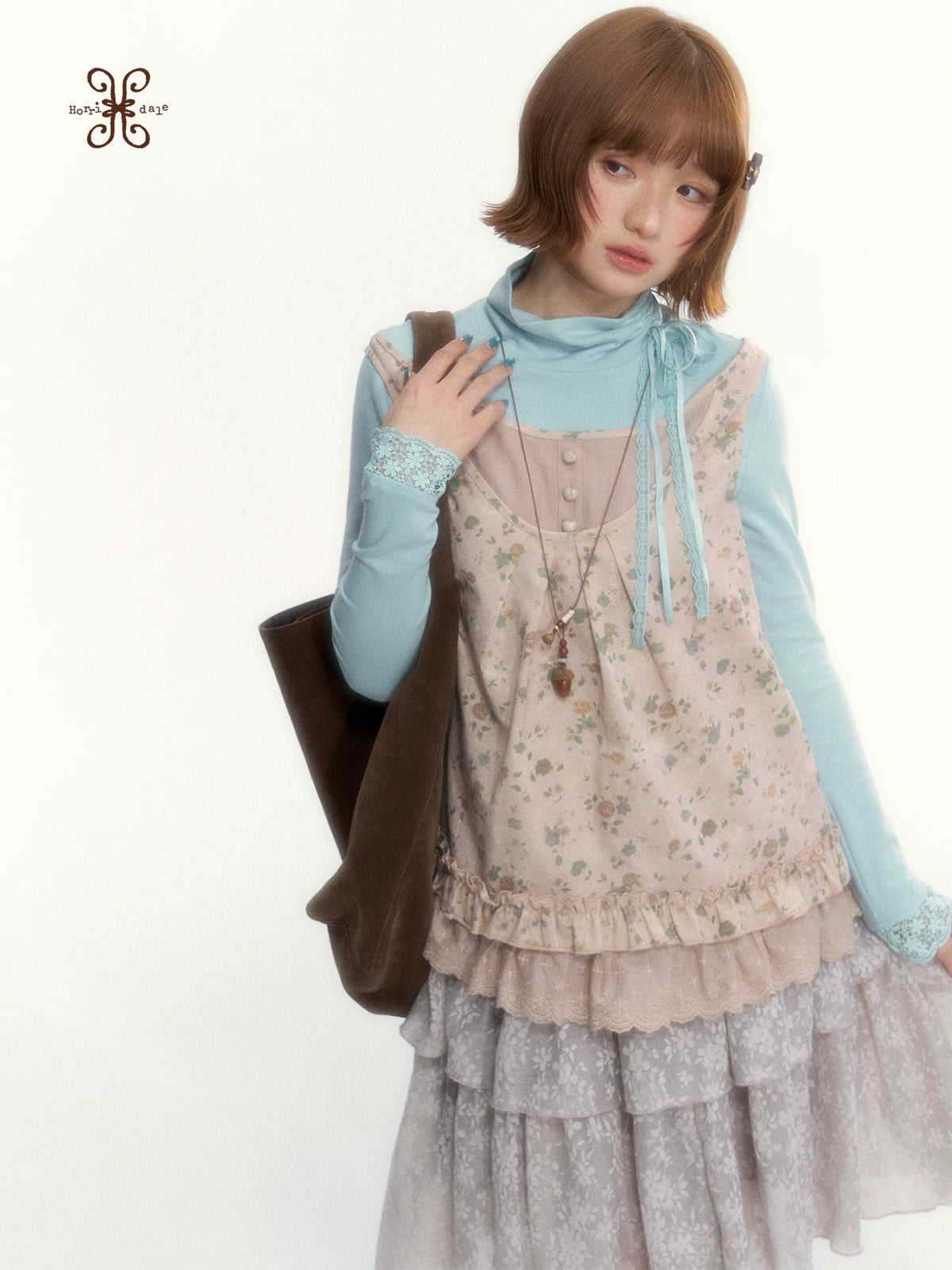 "Petals from a Forgotten Dream" Sweet Apricot Pink Floral Lace Ruffle Off-Shoulder Top