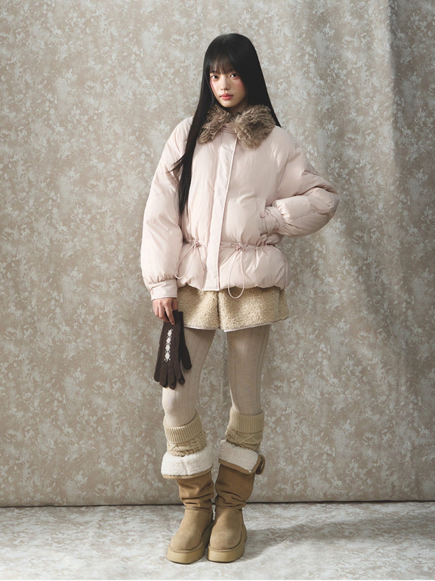 Soote Season - Sweet Cream Pink Faux-Fur Collar Puffer Jacket