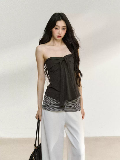 JN's DESIGN - White Ruffle Overshirt & Gray Cami Set