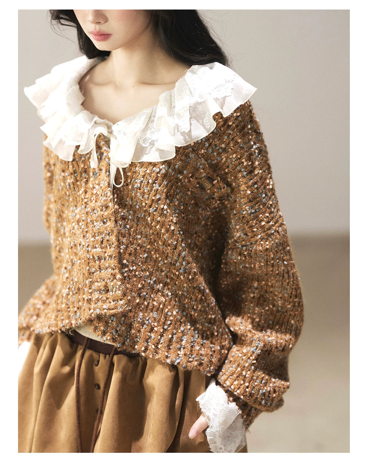 AOMALM - Toasted Pecan Marled Knit Cardigan