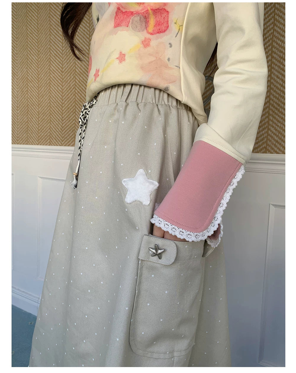 “Spring Palette Reverie” Apricot Cropped Knit Top