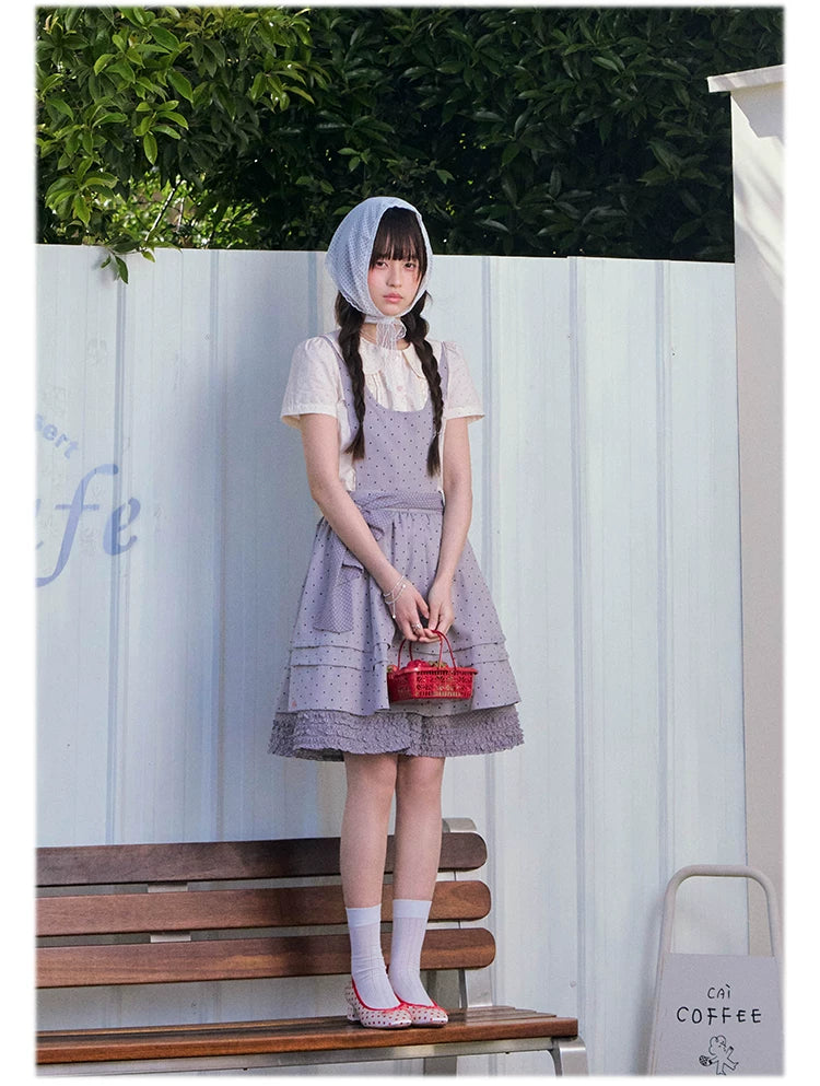 Vintage Japanese-Style Detachable 2-Way Pinafore Dress & Blouse Set
