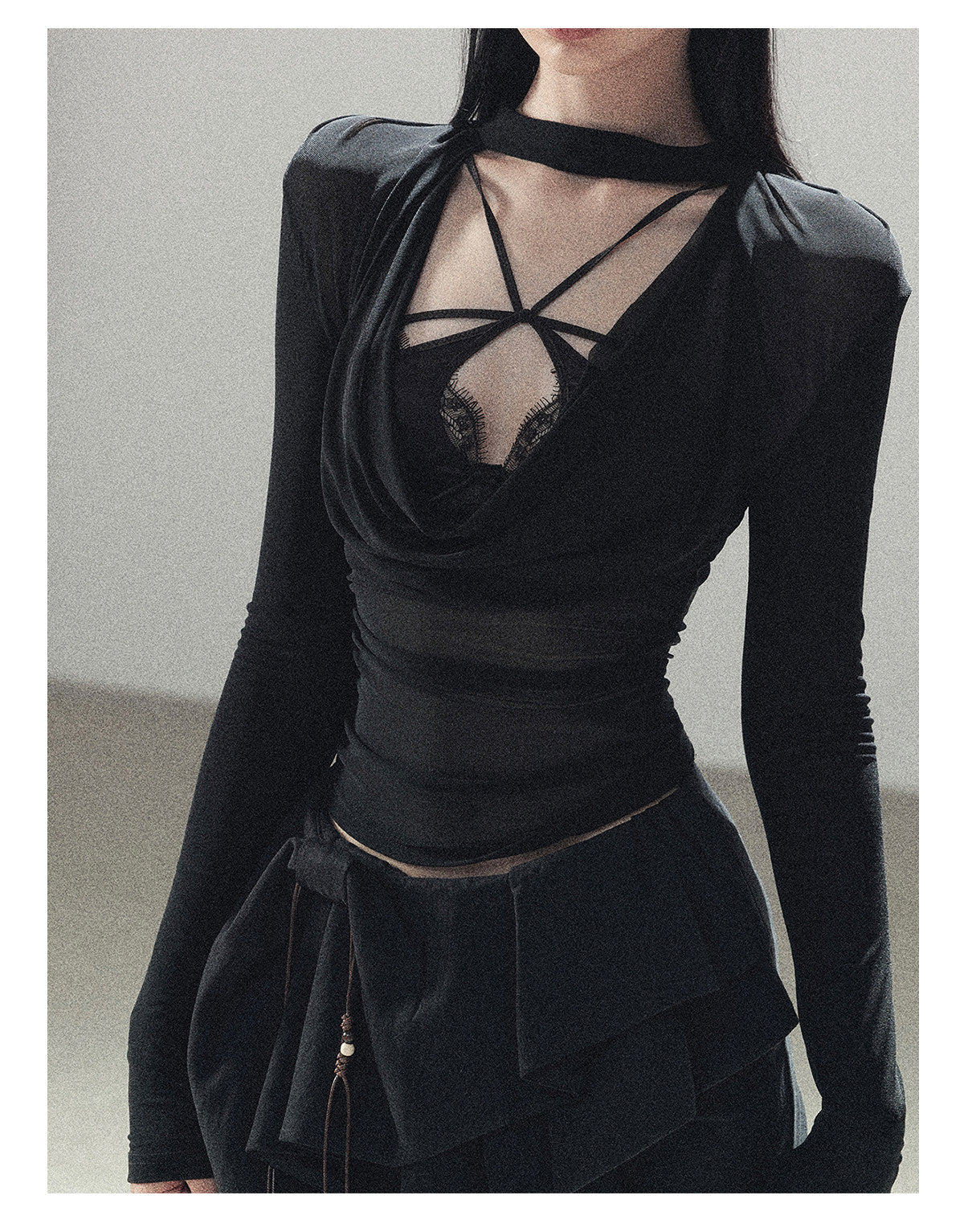170726 "Barely There" Tranquil Black Sheer Halter Cover-Up