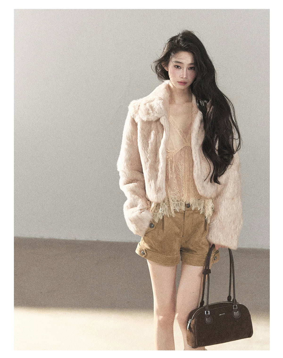 AOMALM - Frosty Lavender Gray Rabbit Fur Jacket