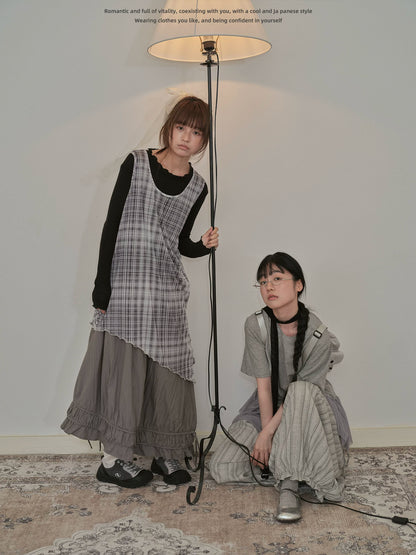 "Quiet Form" Mist Gray A-Line Maxi Skirt