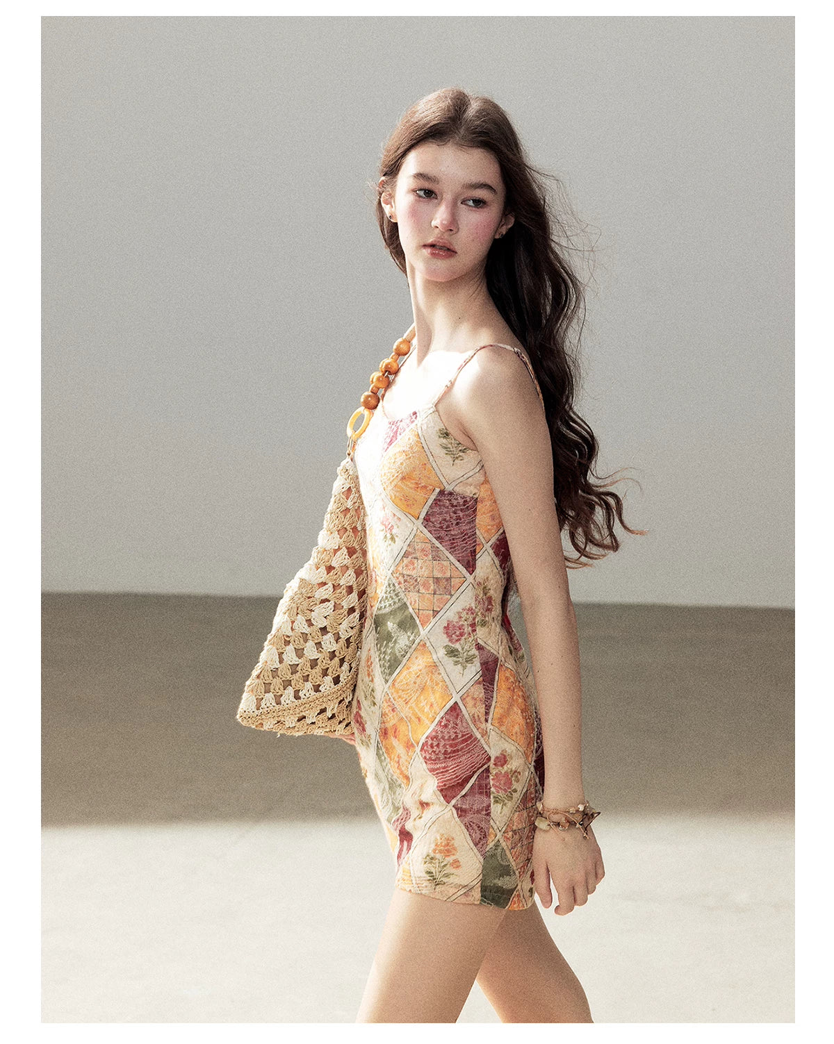 "In Her Lingering Gaze" Van Dyke Brown Floral Cami Bodycon Mini Dress
