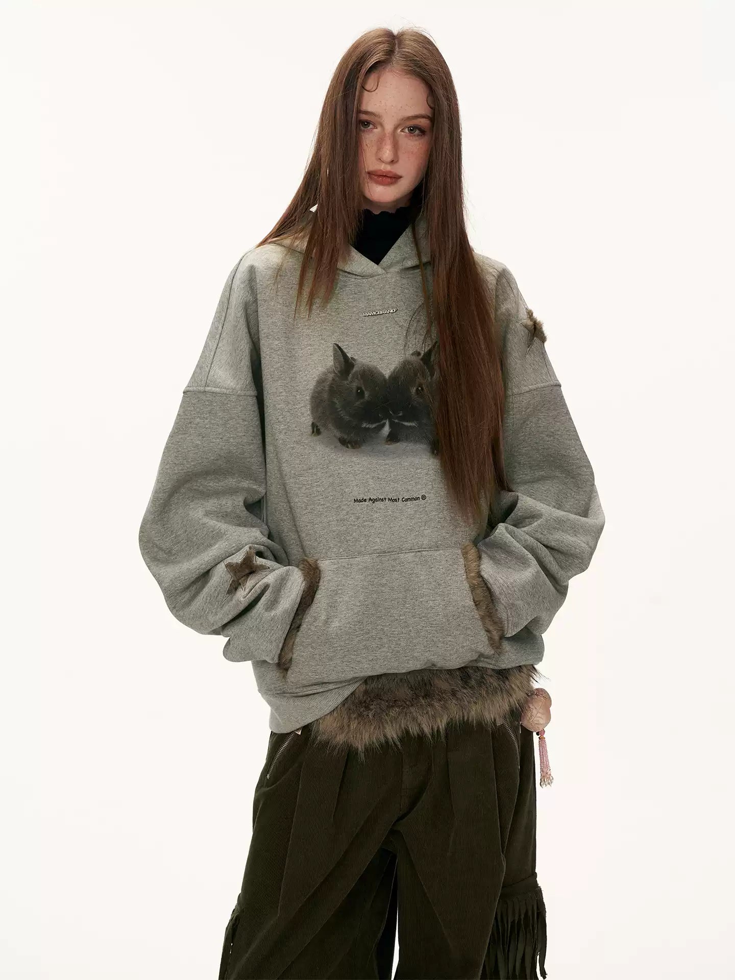 MAMC - Star Bunny Oversized Hoodie – Gray WE857