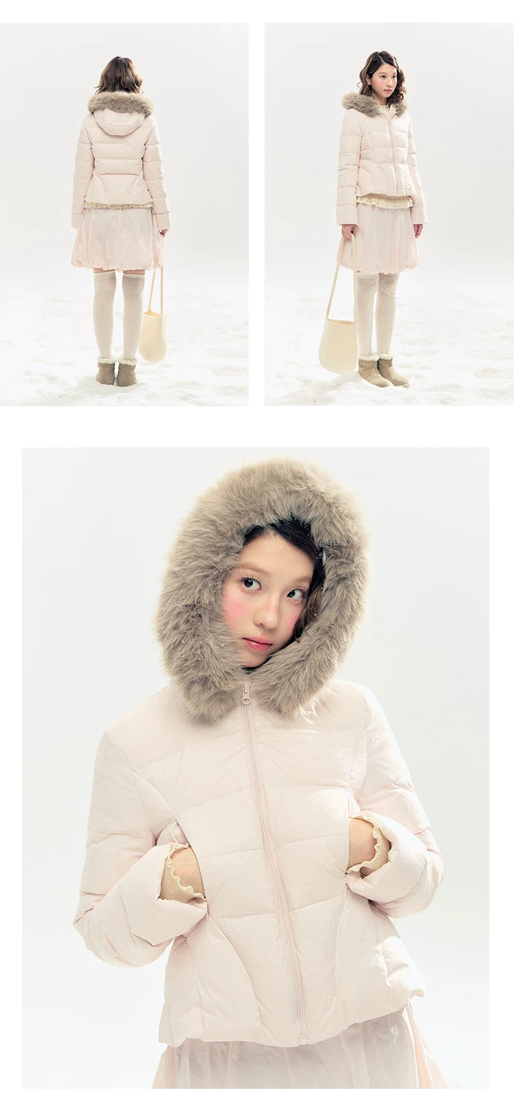 "Pink Bébé" Belle Pink Ballet Down Jacket & Quilted Bubble Mini Skirt Set