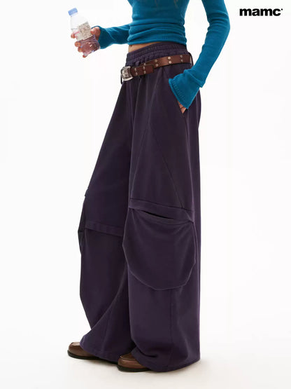 MAMC - Lazy Luxe Sculpted Purple Wide-Leg Sweatpants