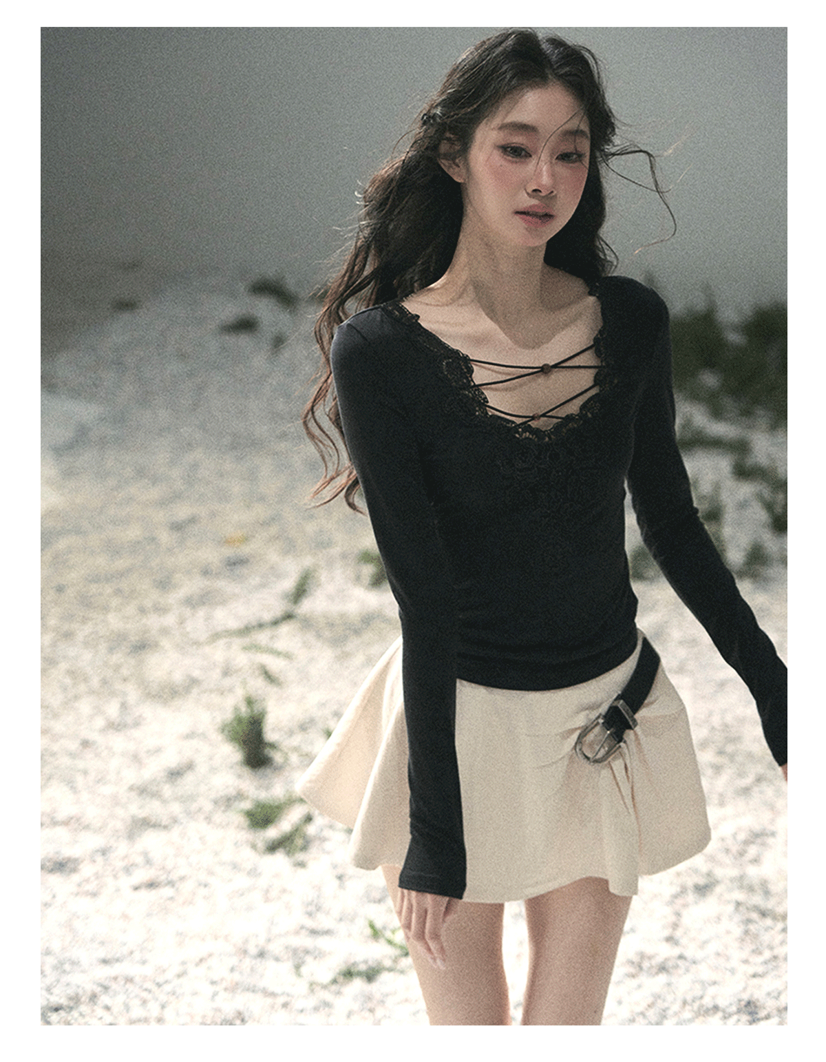 “Corridor Chimes” Dutch Cream A-Line Puff Mini Skirt