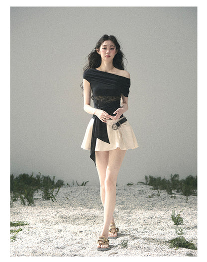 “Cicada Summer” Midnight Black Lace Cutout Top