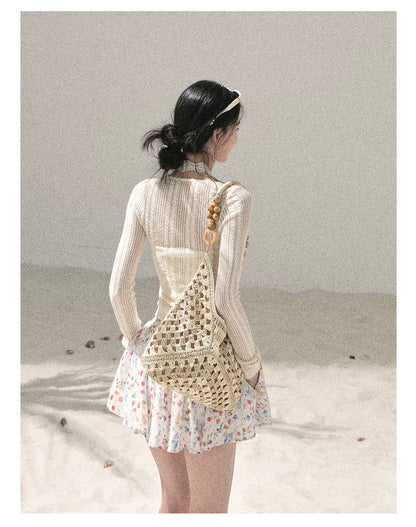 "Moss Whisper" Knit Sun Protection Cardigan & Cami Top