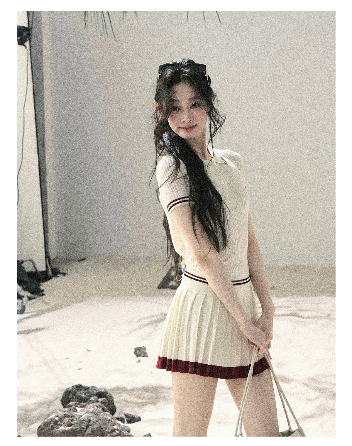 "The Softest Touch" Dutch Cream Collegiate Knit Top & Mini Skirt Set