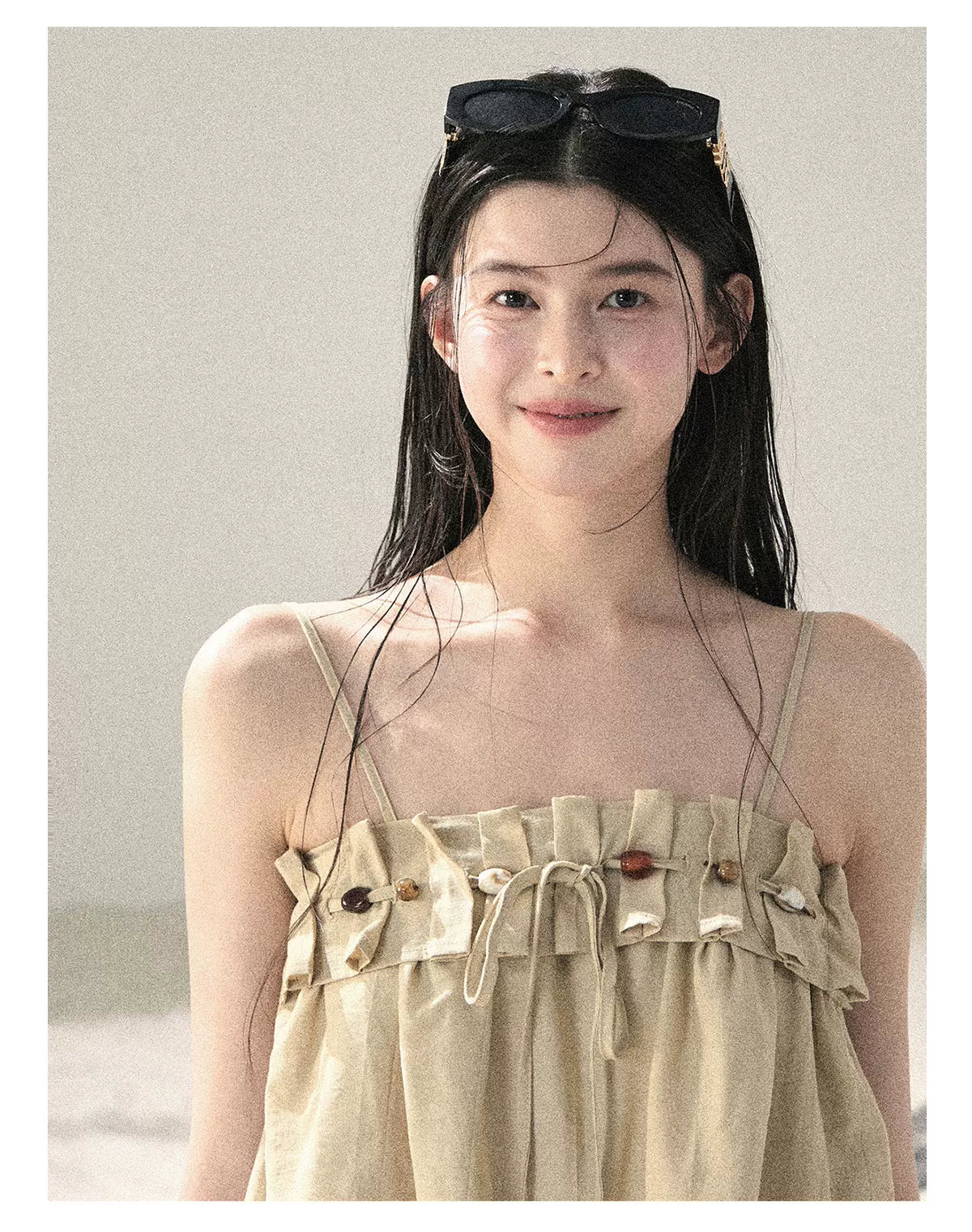 "Traces of the Wind" Sand Beige Cami & Wide-Leg Pants Set