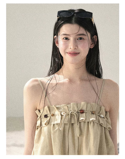 "Traces of the Wind" Sand Beige Cami & Wide-Leg Pants Set