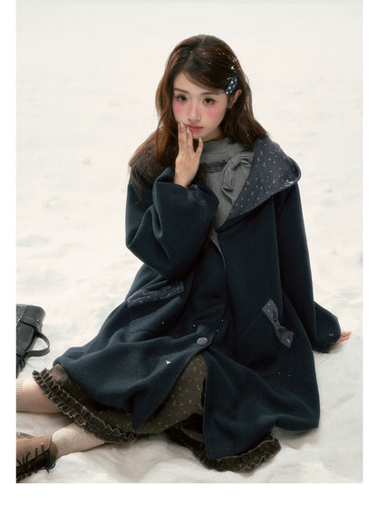 BIBIBENCY - Navy Floral Hooded Coat