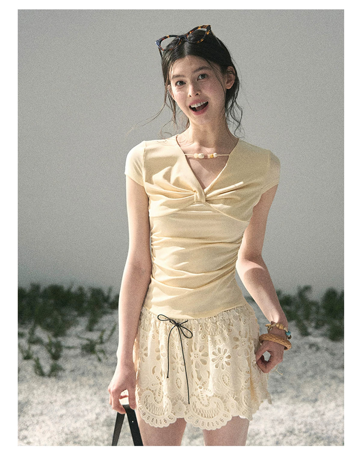 “Lost in Your Embrace” Dutch Cream Lace Puff Skort