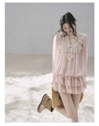 "Flowers on the Breeze" Blush Pink Top & Mini Skirt Two-Piece Set