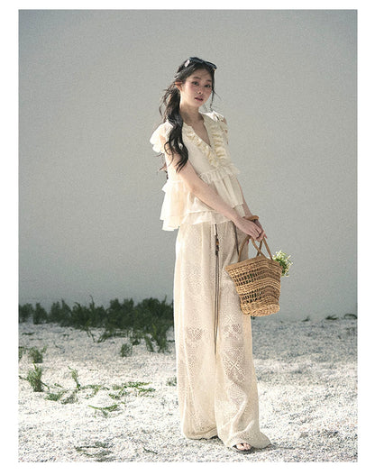 “Sunlight on My Heart” Ivory Lace Babydoll Blouse