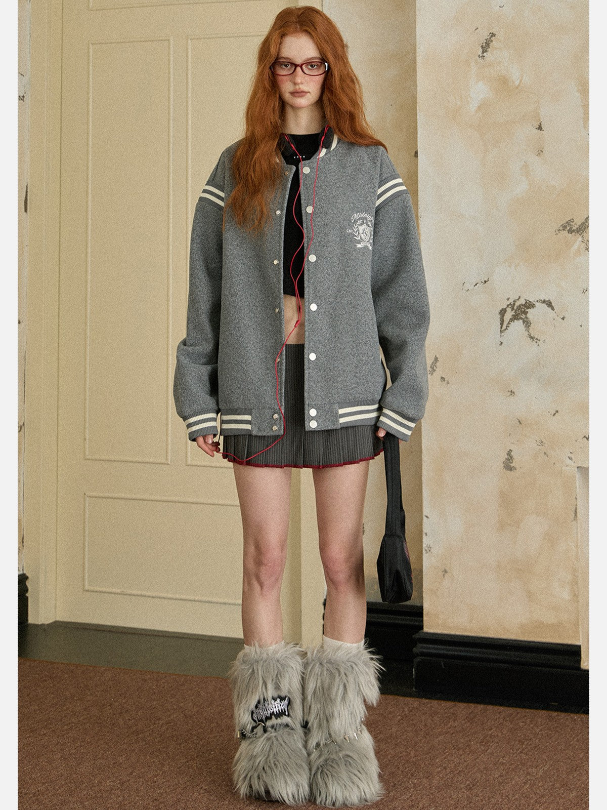 EZEK - Retro Varsity Wool Blend Cropped Jacket